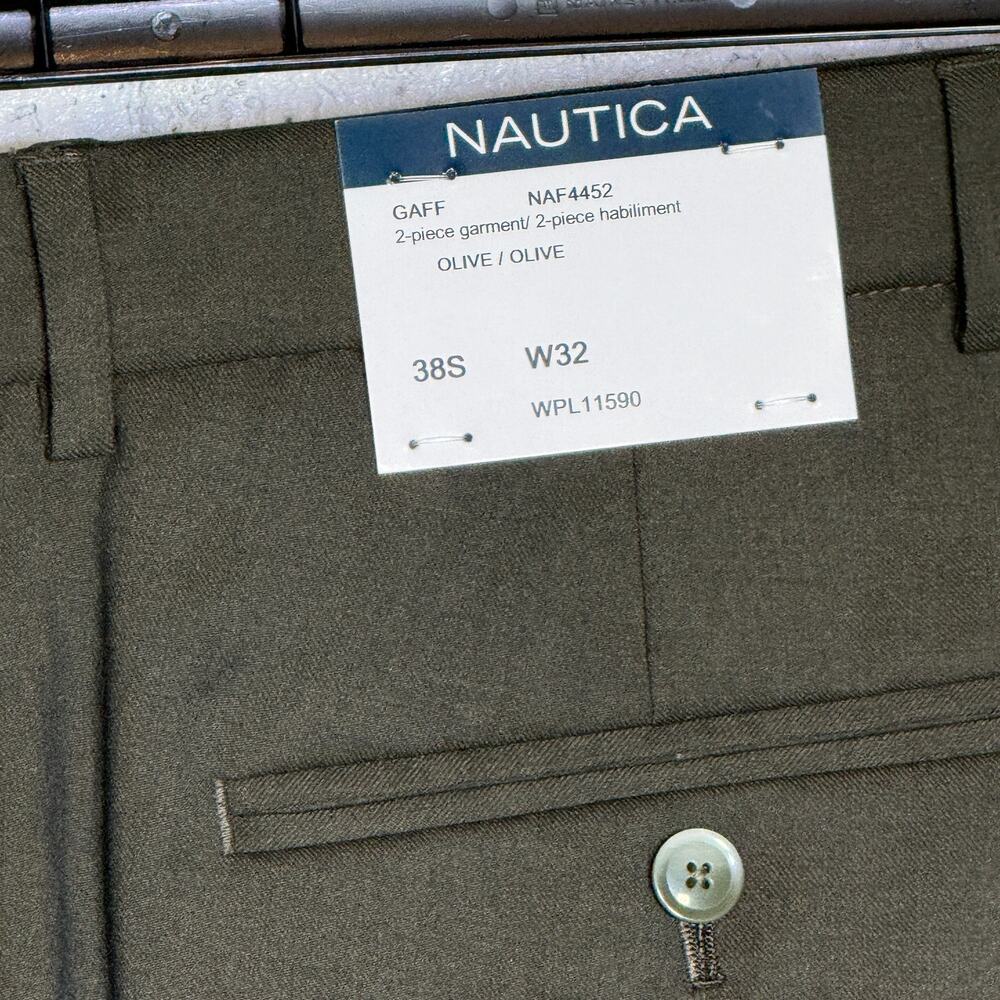 Nautica Men's Modern-Fit Stretch Fall Suit Olive Green  38S 32W $395 - Picture 11 of 16